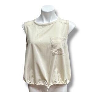 Old Navy Stretchtech Top Quick Dry Tan Pocket Cinch Toggle Comfort Minimalist L